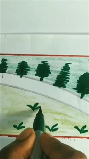 natural beauty drawing step by step, #drawing #shorts