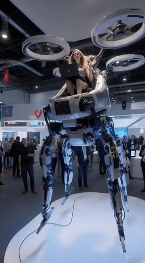 Giant Robot Flying Test At Expo. #robotics #quadrupedrobot #dronerobot #robot