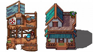 像素建筑与室内建筑绘画/Pixel art｜搬运