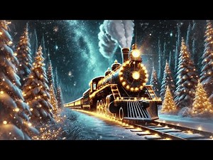 Magical Polar Express Backdrop | Festive Holiday Train Scene with Snowfall