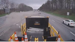 😮 WOW! ➡️THIS⬅️ is why you need to SLOW DOWN and MOVE OVER in work zones. The NYS Thruway Authority says the highway crew had just returned to their vechicle 20 seconds earlier! (🎥: NYS Thruway Authority) | WNYT NewsChannel 13