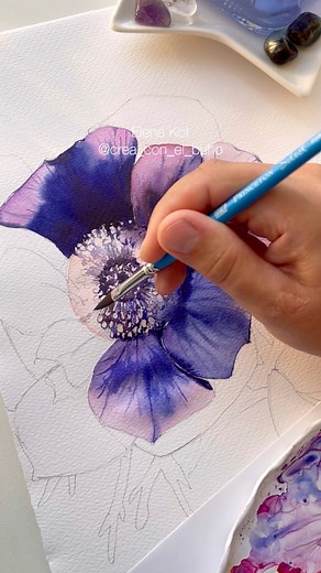 117K views · 1.5K reactions | Anemone color sunset ♥️ #watercolor #acuarela #ArtTutorial | Crea con el búho | Facebook