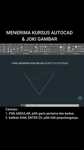 Cara menampilkan besar sudut di Autocad (ANGULAR) #autocad #autocad2d #autocadtutorial #viraltiktok #jasagambar