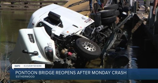 UPDATE: Estherwood pontoon bridge reopened following Monday's 18-wheeler rig crash