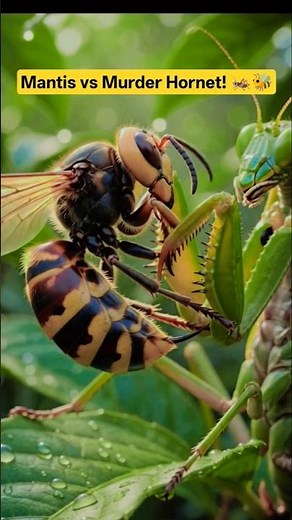 Praying Mantis Catches Giant Murder Hornet 🦗🐝 #wildlife