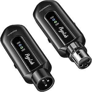 Wireless Microphone Transmitter Receiver 2.4Ghz, Wireless XLR Microphone System, Rechargeable Mic Adapter for Audio Mixer, Dynamic Mic, 48V Phantom Power for Condenser Mic