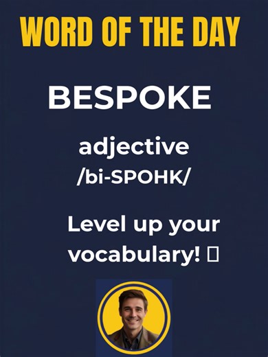 Stop using basic English! ❌ Master the word BESPOKE with Mr. Ben. Is your English bespoke or standard? 🎓 #learnenglish #vocabulary #bespoke #mrben #aprenderingles #shorts