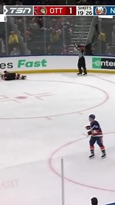 Cal Clutterbuck ➡️ Erik Brännström • #HFhits #Isles #GoSensGo • 2023 OCT 26 #NHL • Brännström was stretchered off the ice and taken to hospital | hockeyfights.com