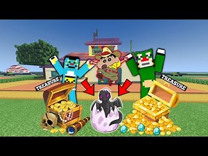 Oggy Found Treasure Diamonds With BABY DRAGON EGG 🥚 | With Shinchan Jack || Minecraft