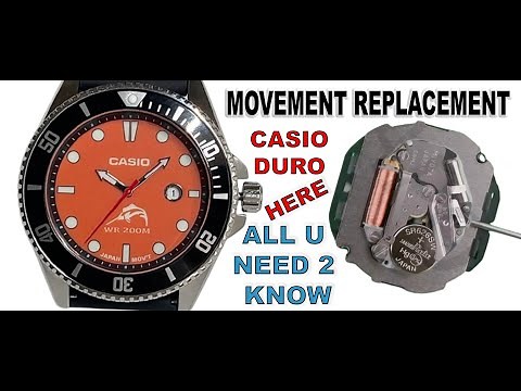 Casio Duro Marlin MDV-106 Diver How Movement Dial Replacement Open case hands crown Stem Battery