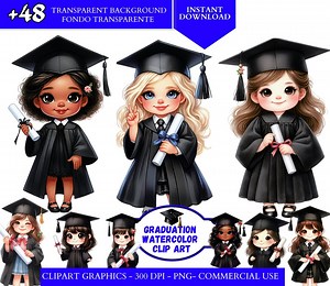 Graduation Cap Kids Clipart Graduation Cap Black PNG Educational Clipart Watercolor Graduate Clipart Preschool Graduation Girls Graduate - Etsy
