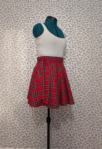Tartan Mini Skirt, Full Circle Wrap Skirt, Scottish Red Stewart, Handmade Vintage Style - Etsy UK
