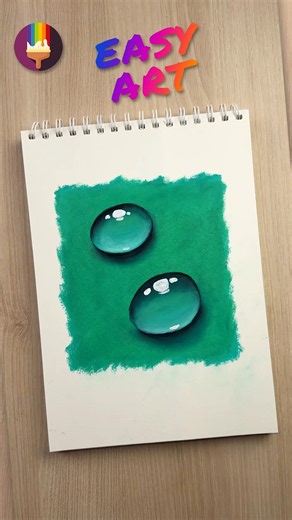 Realistic Water Drop Drawing with Oil Pastels #shorts #drawing
