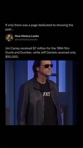 History Facts & Stories on Instagram: "When Dumb and Dumber was released in 1994, it became a surprise box-office smash and a defining comedy of the decade — but behind the scenes, the pay gap between its two stars was enormous. Jim Carrey, fresh off the success of Ace Ventura: Pet Detective and The Mask earlier that same year, was Hollywood’s hottest new comedic actor. His explosive rise made him one of the most sought-after stars in the business, and as a result, he commanded a $7 million sala