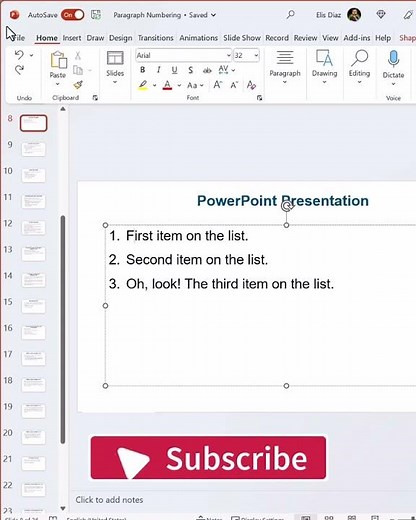 Change Paragraph Number in PowerPoint