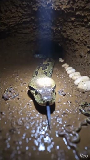 Giant Python Slithers Into a Hidden Cave – Filled with Eggs, Bones, and a Colony of Pythons