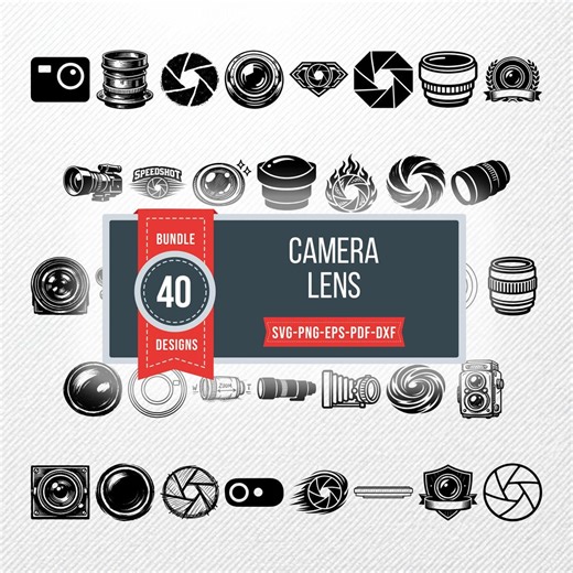 Camera Lens SVG Bundle 40 Clipart | PNG Eps Pdf Dxf Vector Illustrations - Etsy UK