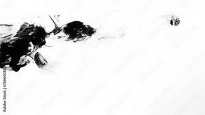 Splashes spread black ink water Stock Video