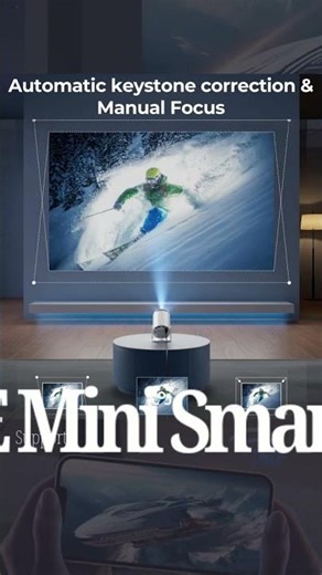 CLOKOWE Mini Smart Projector with Built-In Apps, WiFi 6, Bluetooth 5.2, 180° Rotation, Auto Keystone