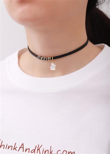 Locking Day Collar Dainty Pearl Bunny Choker Discreet Day Collar as Dom Sub Jewelry, 24/7 Permanent Gift With Locking Options and Morse Code - Etsy