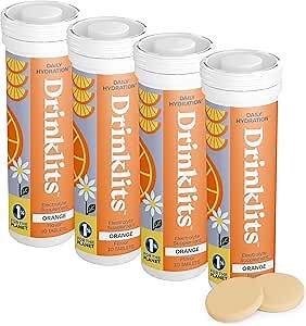 Amazon.com: Drinklits Orange Daily Electrolyte Hydration Tablets (4) Tube Bundle | 0g Sugar – Natural Sports Drink – Great Taste | 4 Pack (40 Servings) : Health & Household