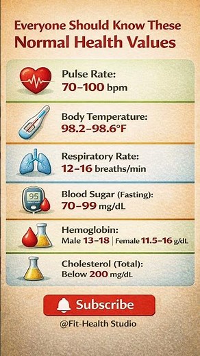 Normal Body Health Values Chart|Heart Rate,body Temperature,Blood Sugar, Hemoglobin#healthylifestyle
