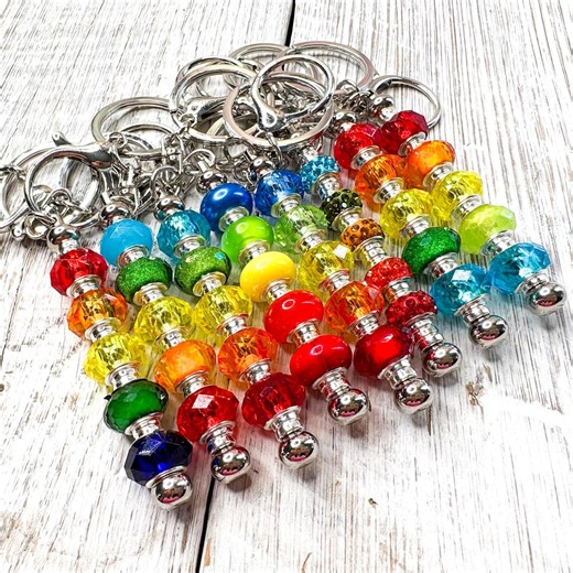 Rainbow Gem Keychain Keyring Clip Personalized: Glass Beads - Etsy