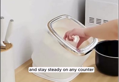 Rotating Rice Storage Container & Flour Sugar Storage Containers – Cereal Dispenser Countertop, Large Dry Food Storage with Lid, Holds Up to 12 lbs, Includes Measuring Cup