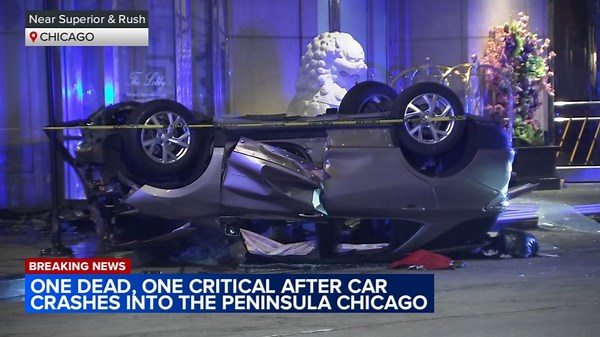 1 dead, 1 critically injured after car crashes into Near North Side hotel: Chicago police