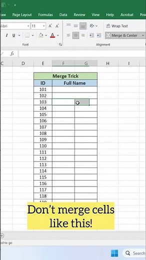Merge Cells Instantly in Excel ⚡ (Alt + H + M + A Shortcut)
