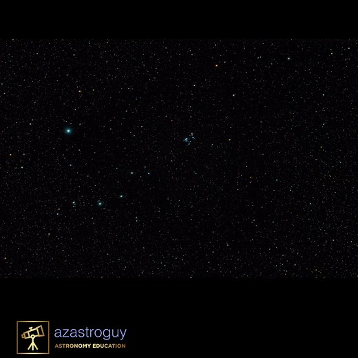5.5K views | Normally clusters of stars look like a random sprinkling of gems on black velvet. In the unusual case of the "XY" cluster, stars have arranged themselves to look like an "XY", or to some people, a "37". This is found in Orion and is a favorite target of mine at winter star parties. | Azastroguy | Facebook