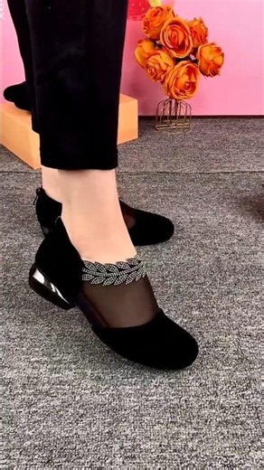 Mesh Panel Rhinestone Pumps #heels #fashion #shortsfeed