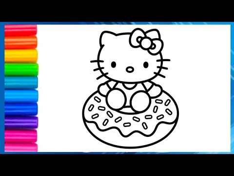 Cute Hello Kitty, Cake Drawing Painting Colouring for kids, Toddlers || Easy step by step Drawing...