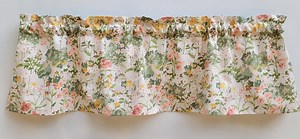 Floral Garden Valance, Cream Cotton Curtain - Etsy
