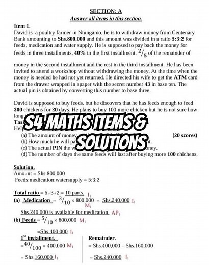 S4 Maths Paper & Solutions #katedapp #exam #education