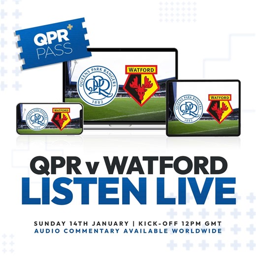 Tuning in this weekend? 📻 You can listen to our clash with Watford live on QPR 🔊 𝘋𝘶𝘦 𝘵𝘰 𝘵𝘩𝘦 𝘮𝘢𝘵𝘤𝘩 𝘣𝘦𝘪𝘯𝘨 𝘰𝘯 𝘚𝘬𝘺 𝘰𝘶𝘳 𝘷𝘪𝘥𝘦𝘰 𝘴𝘵𝘳𝘦𝘢𝘮 𝘪𝘴 𝘰𝘯𝘭𝘺 𝘢𝘷𝘢𝘪𝘭𝘢𝘣𝘭𝘦 𝘪𝘯 𝘴𝘦𝘭𝘦𝘤𝘵𝘦𝘥 𝘳𝘦𝘨𝘪𝘰𝘯𝘴 📺 Get your QPR pass here: https://www.qpr.co.uk/live | QPR FC