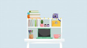 Download Office Work Desktop Elements Falling to Down for free