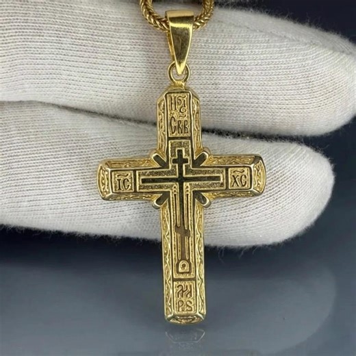 Byzantine Sterling Silver Cross Necklace, Handmade Orthodox Pendant - Etsy