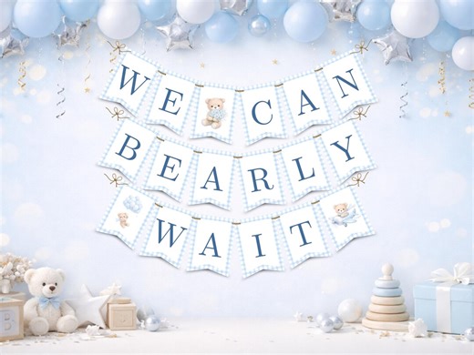 Blue Teddy Bear Baby Shower Banner: Printable Decor (digital Download) - Etsy
