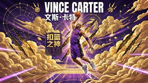 文斯卡特就是扣篮之神，半神半人的降维打击，无视物理定律的视觉暴力