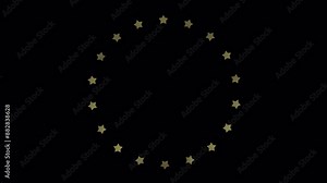 Rotating Small shimmering, shining star circular ring frame or border with transparent alpha channel overlay