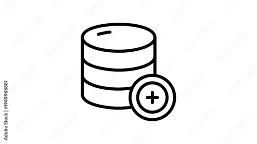 Easy to edit linear icon animation of new database creation