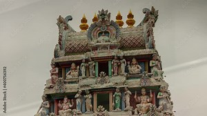 singapore city day time downtown famous temple front timelapse panorama 4k