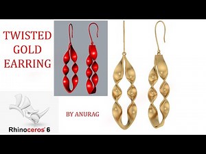 Twisted Gold Earring || RHINO TUTORIAL || 3d with Anurag ||