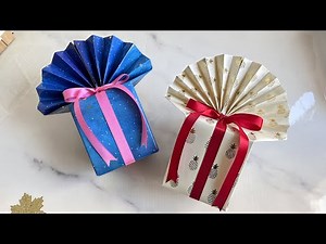 How to Gift Wrap A Cube Box Like a PRO | Rectangular Gift Wrapping Ideas with Fan Pleated