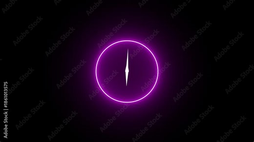 animation dial circle timer watch wall clock analog clock alarm clock animated sign symbol with black Glowing neon Clock icon analog 4k video.