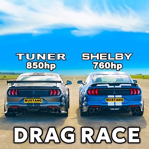34K views · 962 reactions | Drag race: Ford Mustang Shelby GT500 v Tuned 850hp Mustang  | carwow | Facebook