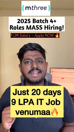Sriharikeshav Ganesan on Instagram: "9 LPA Fresher Hiring for 2025 batch is LIVE! 🔥 mthree Graduate Program is now open for Engineering & STEM students with strong programming skills. This is one of the best paid-training + global client opportunities for freshers. 📌 Eligibility: • 2025 Batch (BE / BTech / BSc / BCA / MCA / STEM) • Minimum 60% aggregate • No active backlogs • Programming in Java / Python / C / C++ • Basic DSA + OOPs knowledge • Strong communication & problem-solv