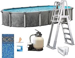 In The Swim 15' x 30' Oval Above Ground Swimming Pool - Emotion Package - Featuring: Sand Filter, Pump System and A-Frame Ladder