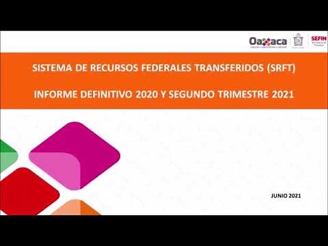 Capacitación Sistema de Recursos Federales Transferidos (SRFT) ID 2020 y 2do Trim 2021